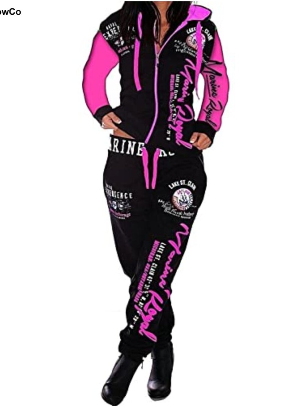 Women's 2 Piece Sweatsuit Set Zip Hoodie & Jogger Pants Polyester